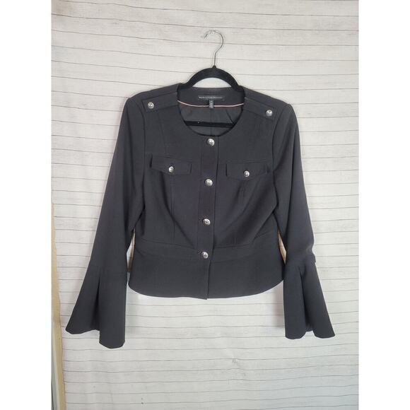 White House Black Market Military Bell Sleeve Peplum Blazer Jacket, sz 10 - Picture 1 of 13